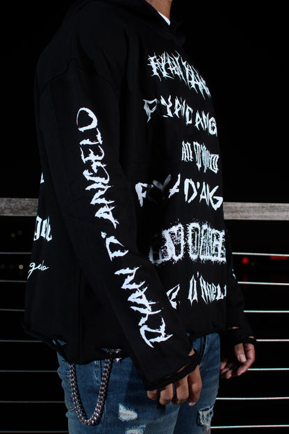 What The Font Distressed Pullover Hoodie