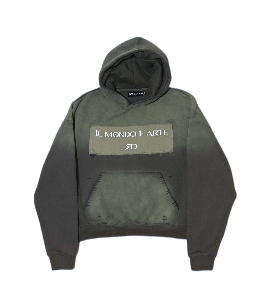 IL Mondo È Arte Distressed Pullover Hoodie