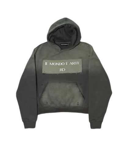 IL Mondo È Arte Distressed Pullover Hoodie